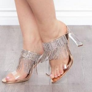 Clear Rhinestone Slip on heel